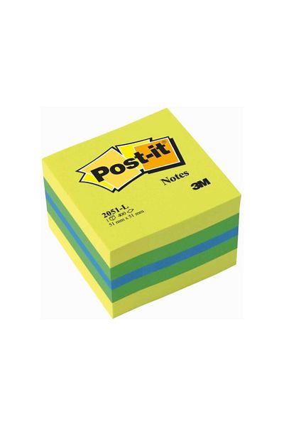 Post-it Yellow Mini Cube Note Paper - 400 Sheets 2051-L, Adhesive