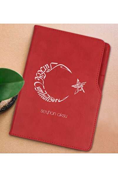 Bk Gift Gift Kişiye Özel Kaligrafi Atatürk Tasarımlı Kırmızı Termo Deri Not D...