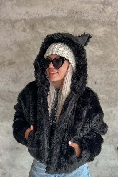 Shoebutik Black Plush Coat