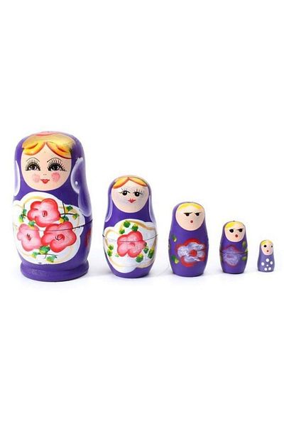 Dünyadan Hediyeler Wooden Matryoshka Baby Set of Five Purple