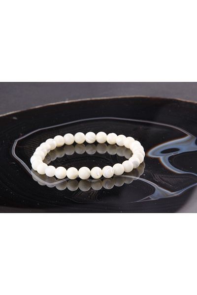 ALAVAN Mother of Pearl Natural Stone Bracelet 6 Mm, Crystal Accessory, Healing Vibration Therapy, Premium Quality
