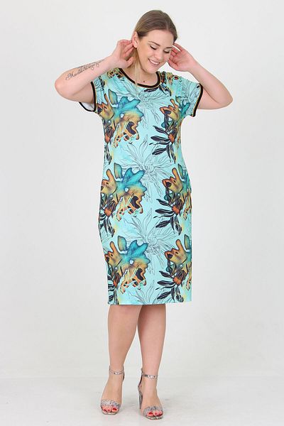 Neşeli Butik Rochie de vară din viscoză cu model albastru pentru femei Aysl36