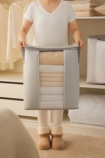 Ocean Home Textile 2 részes ablakcuccok szürke csíkos párna paplan pulóver Hurcu 45x30x50