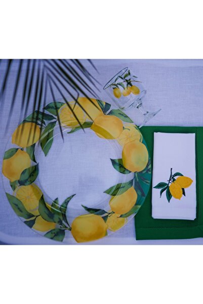 Golden Table Home Capri Limon Desenli Cam Supla 4'lü Set