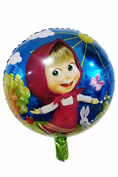 Parti dolabı 1 Adet Mavi Maşa Ve Koca Ayı Folyo Şekilli Uçan Balon 45x45cm
