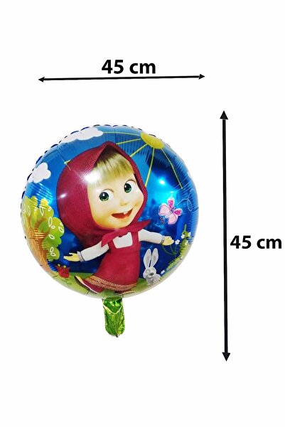 Parti dolabı 1 Adet Mavi Maşa Ve Koca Ayı Folyo Şekilli Uçan Balon 45x45cm