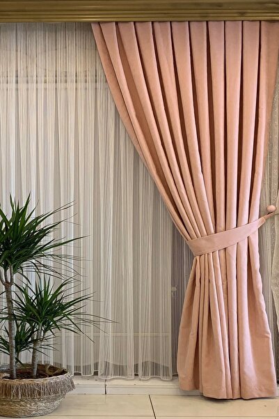 perhal perde ve halı Chain Patterned 1-2.5 Normal Pleated Skirts Leaded Tulle Curtain
