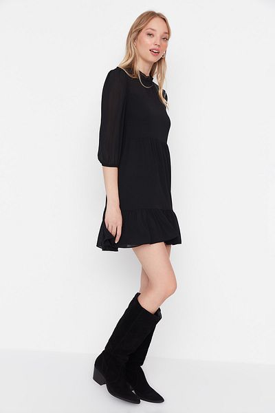 Trendyol Collection Μαύρο Μίνι Φόρεμα Δαντελένιο Υφαντό TWOSS20EL0166