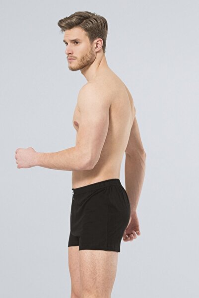 TÜREN 2 Pack Cotton Button Men's Boxers Black