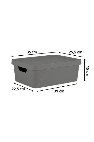 Nandy Home Anthracite 3 Pieces 10 Lt. Box with Lid