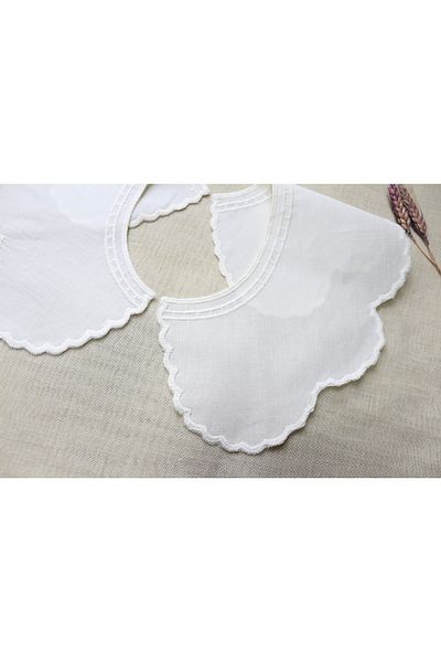 SHERLOCK HOME Vintage Cotton Scallop Collar Beige Color (2 Separate Pieces)