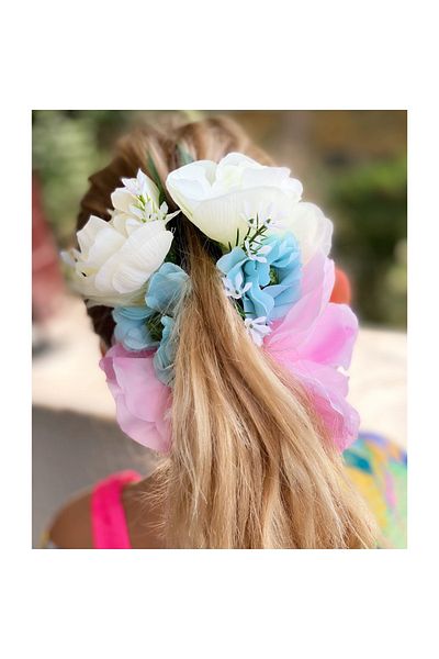 QUEEN AKSESUAR Luxury Fashion Large Artificial Rose Flowering Banana Clip Buckle Colorful