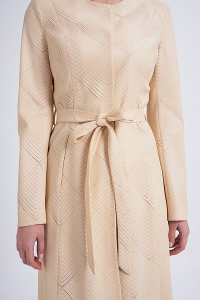 Balizza Blz-collarless Leather Look Trench Coat