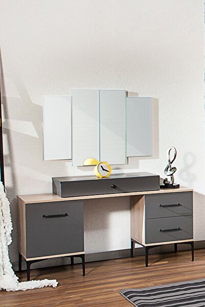 Modalife Milano Aynalı Çift Çekmeceli Şifonyer - Bitter