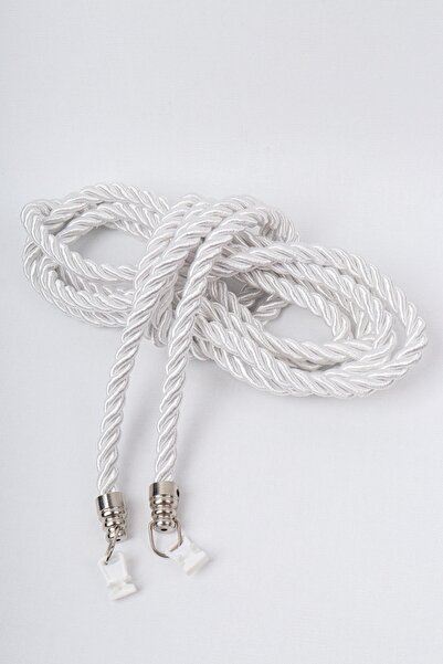 Saççax Exclusive Beyaz Renk Klasik Kordon Kruvaze Tül Perde Fon Toplama Halat...