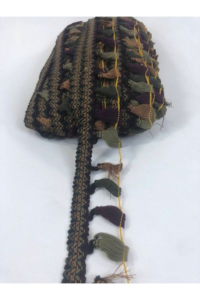 Hobigram Khaki Purple Mustard Colorful Decorative Fringe Tassel – Decorative Ribbon, Stylish Design, Women's Accessory –