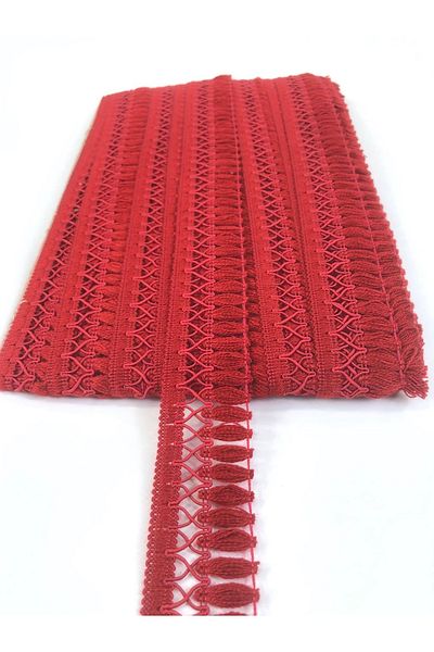 Hobigram Red Crossed Decorative Fringe Ribbon Tassel – Decorative Ribbon, Stylish Design, Women's Accessory – Dek
