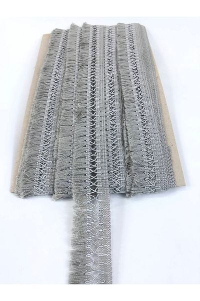 Hobigram Gray Crossed Decorative Fringe Ribbon Tassel Width 4 cm - Price Is for 1 Meter - Decorative Ribbon, Stylish Design