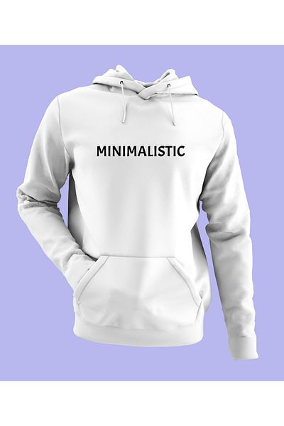 Raf Coll Φούτερ με κουκούλα Unisex Λευκό Oversize Μινιμαλιστικό Κείμενο με ψηφιακή εκτύπωση