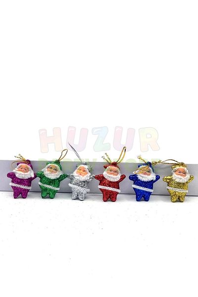Huzur Party Store Στολίδι Πρωτοχρονιάτικο Πεύκο Άγιου Βασίλη 6 τεμαχίων 5 εκ. Μικτό χρώμα Ασημένιο Στολισμένο Λευκό Γενειοφόρο Πρωτοχρονιάτικο Στολίδι