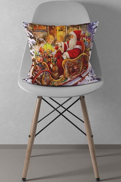 menesahome Santa Claus, New Year Patterned Red Throw Pillow Case, Merry Christmas, Christmas New Year, New Year Gift