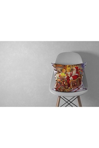 menesahome Santa Claus, New Year Patterned Red Throw Pillow Case, Merry Christmas, Christmas New Year, New Year Gift