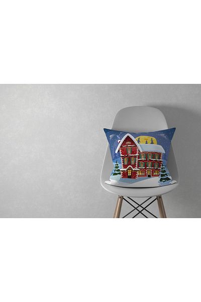menesahome Christmas New Year Patterned Red Throw Pillow Case, Merry Christmas, New Year, New Year Gift 43x43, Christmas