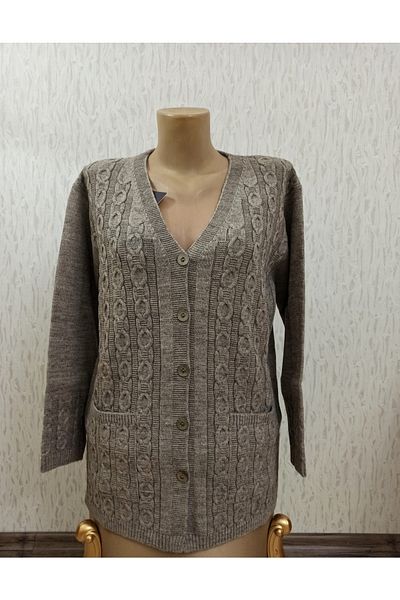 Ön-Er Giyim Buttoned Pocketed Winter Wool Knitwear Mother Cardigan