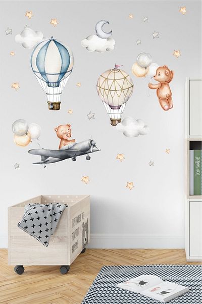 Grafikup Autocolant de perete pentru camera copiilor Retro Bears