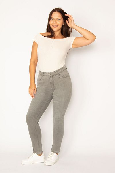 Şans Tekstil Dámské šedé džíny Lycra Skinny 26a34357