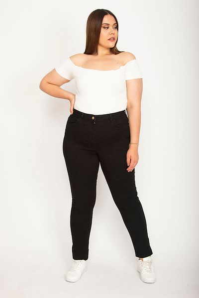 Şans Tekstil Women's Black Lycra 5 Pocket Jeans 26a34627