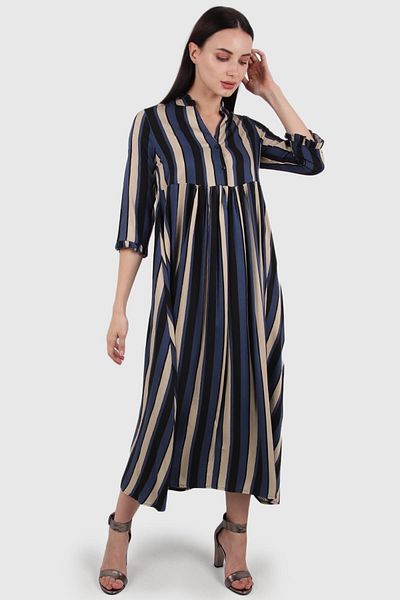 ALEXANDERGARDI Buttoned Collar Midi Dress, Multicolor (B19-137538)