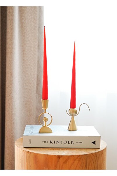 The Mia Iconic Kırmızı Şamdan Mum 2li Set 26 Cm