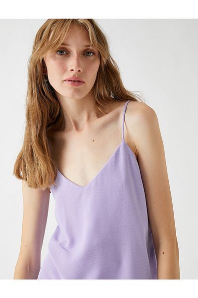 Koton Strappy Blouse V-Neck Satin Look