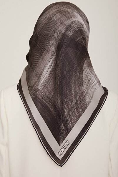 Armine Μεταξωτό Φουλάρι Twill 2022-2023 Φθινόπωρο Χειμώνας-μαύρο Γκρι