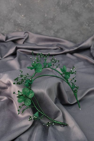 Hobigram تاج زفاف هينا مزين بالزهور بتصميم خاص من Green Zinel – إكسسوارات شعر أخرى، تصميم أنيق – شعر آخر