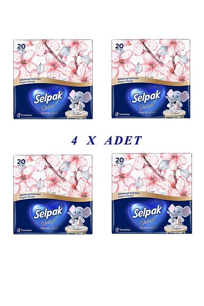 Selpak Deluxe Napkin 20pcs - Pack of 4 - Pink-pink Patterned