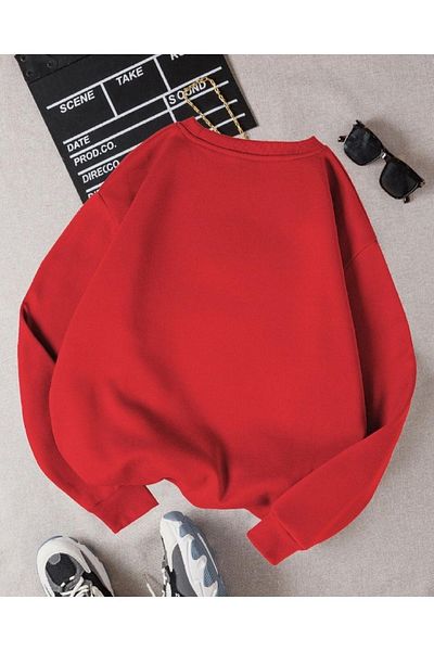 Machetta Red Be Kind Daisy Printed Oversize Crew Neck Sweatshirt