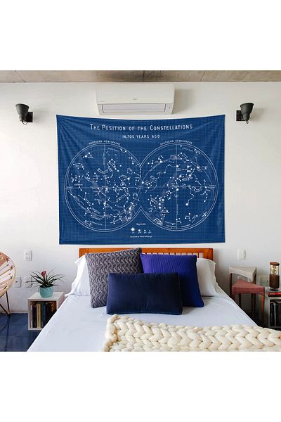 The Lucid Lab Planul Constelațiilor - Pânză de perete Harta stelelor - 100 Cm X 135 Cm