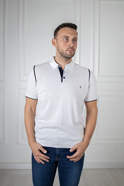 San&Fa Поло з тонкого трикотажу з ґудзиками, біла футболка