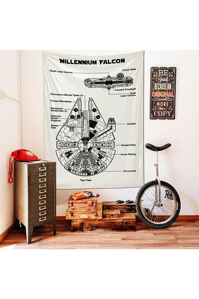 The Lucid Lab Pânză de perete Millenium Falcon Ivory Star Wars