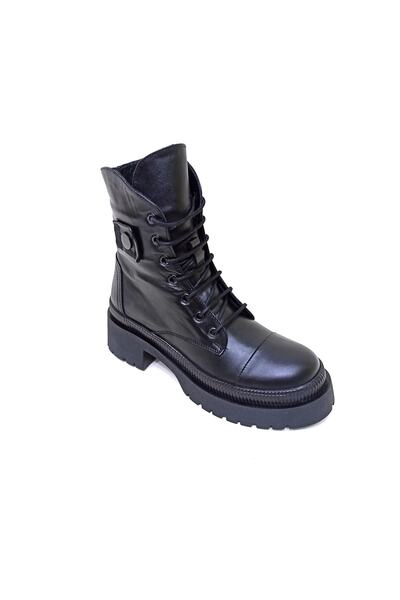 ALBİNİ Siyah Deri Kadın Postal Bot Ayakkabı
