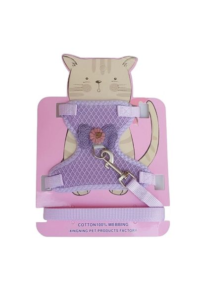 Mixpet Purple Flower Figured Cat - Small Breed Dog Collar with Extension