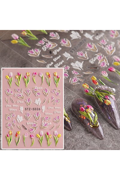 Beauty Box 3 Boyutlu Nail Art Kendinden Yapışkanlı Sticker Tırnak Sanatı Kına...