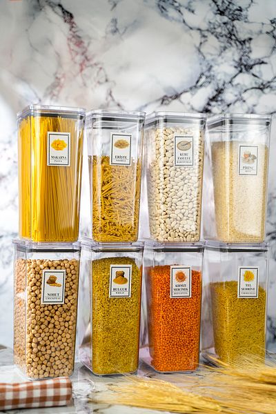 kalitebudur34 8 Pieces Jumbo Size Rectangular Mica Storage Container Set - 2900 Ml Super Set
