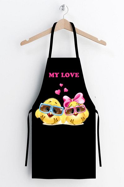 AYSHOME Ays Home My Love Chick مئزر مطبخ أسود