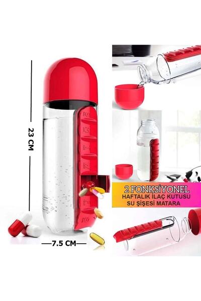 2 In 1 Çok Amaçlı Sihirli Organizer Matara Suluk Ilaç Kutusu Drinkware Bardak Hap Kutusu
