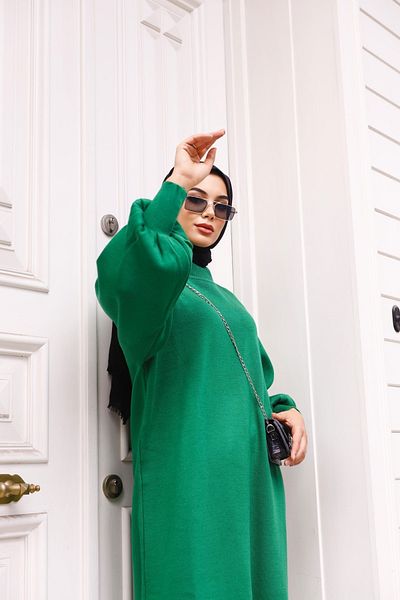 lurex moda Φόρεμα πλεκτό με μπαλόνι