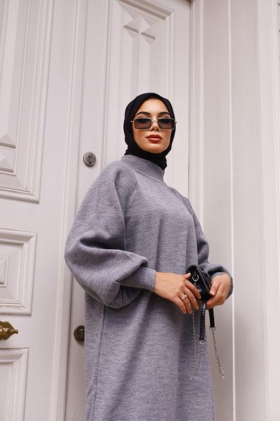 lurex moda Φόρεμα πλεκτό με μπαλόνι