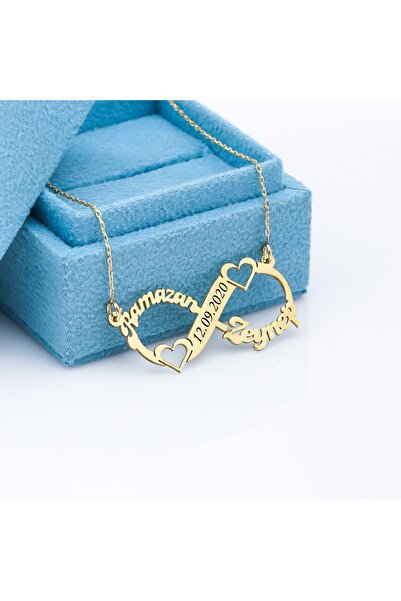 925KOLYE Sonsuzluk Isimli Kolye 925 Ayar Gümüş Gold Rengi